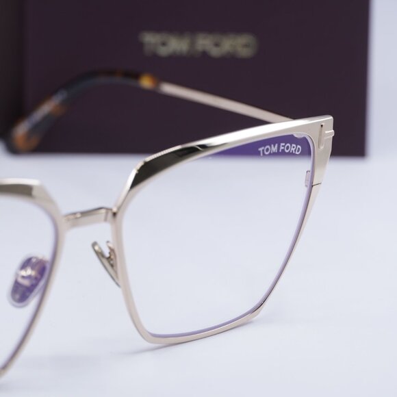 Tom Ford FT5945-B 028 Square Eyeglasses 56mm - Gold/Clear Blue Light Block - Picture 2 of 10